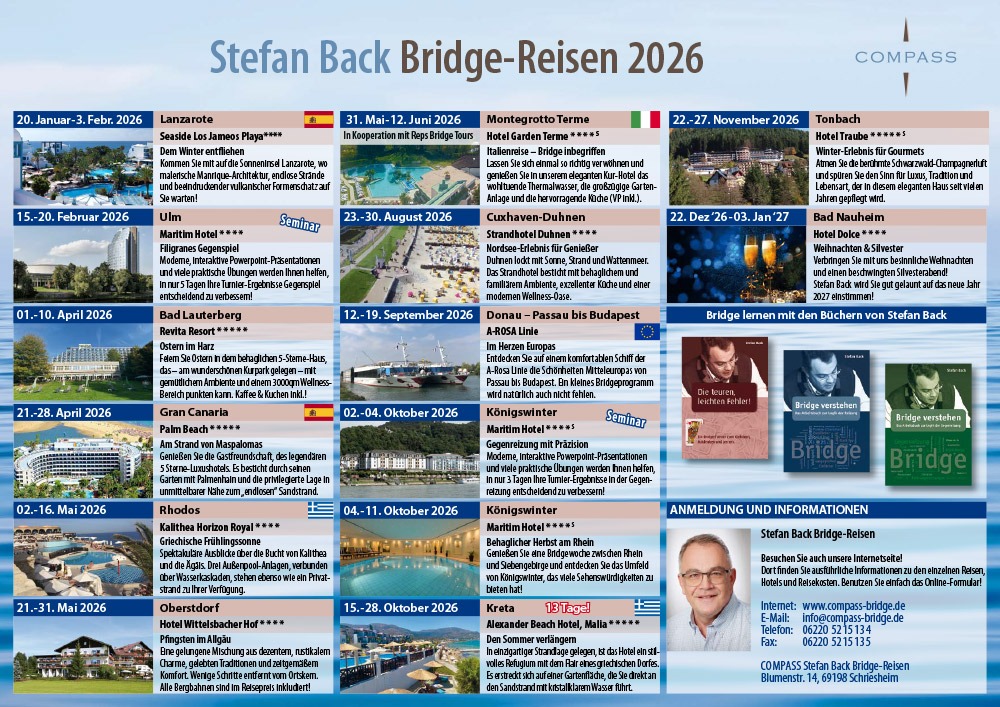 Programm Stefan Back Bridge-Reisen 2026